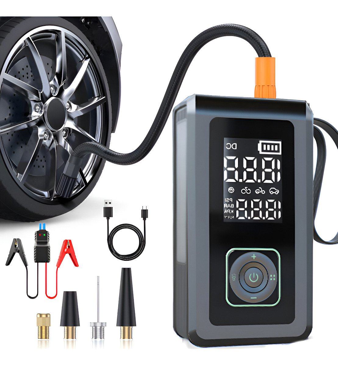 150psi Mini Compressor Digital Elétrica Calibrador 15000mah